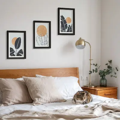 Komplet slika u okviru biljni uzorci s velikim suncima u minimalističkom stilu