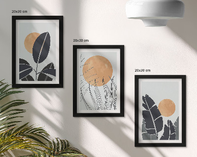 Komplet slika u okviru Biljni uzorci s velikim suncima, minimalistički stil