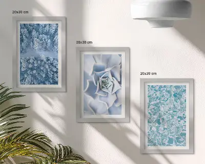 Zidna galerija slika zimska šuma s plavim cvijetom i vodenom površinom