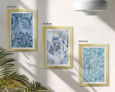 Zidna galerija slika zimska šuma s plavim cvijetom i vodenom površinom