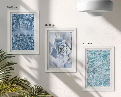 Zidna galerija slika zimska šuma s plavim cvijetom i vodenom površinom