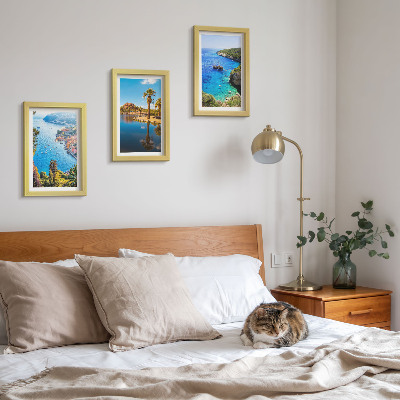 Set 3 slike u okviru Pogled na more s palmama i plavom vodom