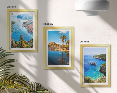 Set 3 slike u okviru Pogled na more s palmama i plavom vodom