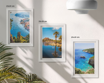 Set 3 slike u okviru Pogled na more s palmama i plavom vodom