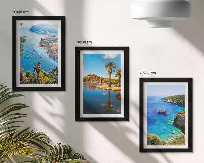 Set 3 slike u okviru Pogled na more s palmama i plavom vodom