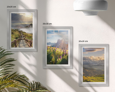 Zidna galerija slika Planinski krajolici s cvijećem, nebom i stazom