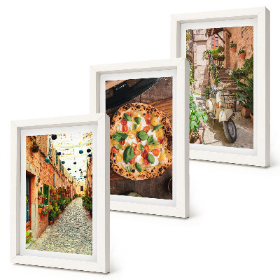 Komplet slika u okviru Šarmantne ulice s biljkama i talijanskom pizzom