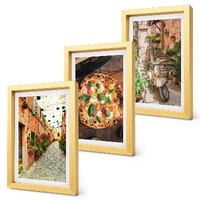 Komplet slika u okviru Šarmantne ulice s biljkama i talijanskom pizzom
