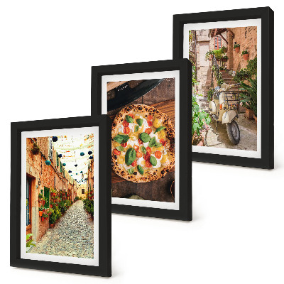 Komplet slika u okviru Šarmantne ulice s biljkama i talijanskom pizzom