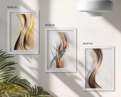 Zidna galerija slika valovi u nijansama žute, sive i smeđe boje