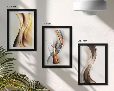 Zidna galerija slika valovi u nijansama žute, sive i smeđe boje