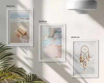 Zidna galerija slika apstraktni motivi knjige s morskom tematikom i hvatačem snova u boemskom stilu