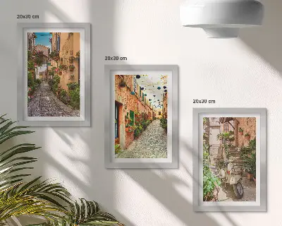 Komplet slika u okviru šarmantne ulice s cvijećem u talijanskom stilu