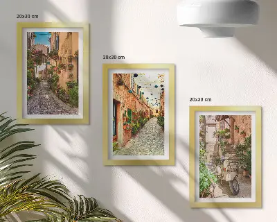 Komplet slika u okviru šarmantne ulice s cvijećem u talijanskom stilu
