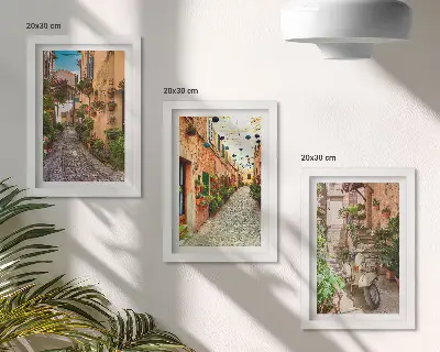 Komplet slika u okviru šarmantne ulice s cvijećem u talijanskom stilu