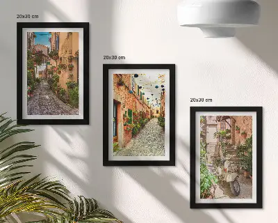 Komplet slika u okviru šarmantne ulice s cvijećem u talijanskom stilu