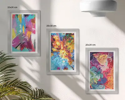 Set od 3 slike u okviru šareni apstraktni motivi s dinamičnim uzorcima