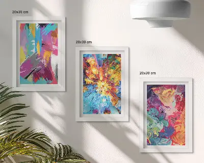 Set od 3 slike u okviru šareni apstraktni motivi s dinamičnim uzorcima