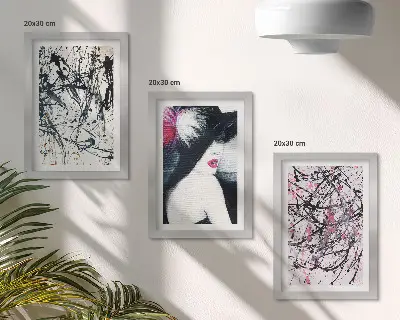 Zidna galerija slika apstraktni uzorci boja žene u šeširu