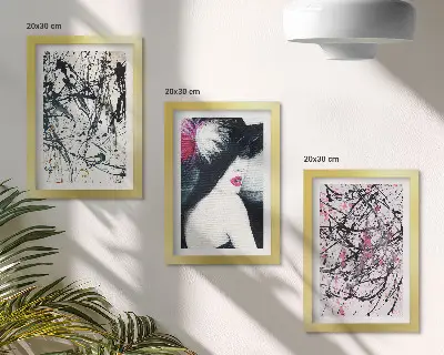 Zidna galerija slika apstraktni uzorci boja žene u šeširu
