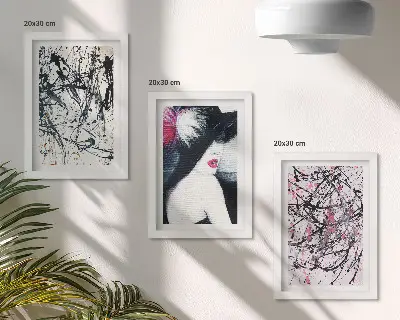 Zidna galerija slika apstraktni uzorci boja žene u šeširu