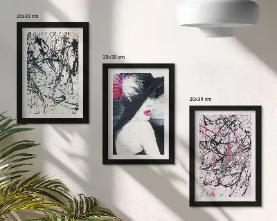 Zidna galerija slika apstraktni uzorci boja žene u šeširu