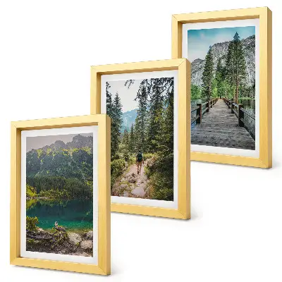 Zidna galerija slika s motivom planina, jezera, šuma i staza u prirodi