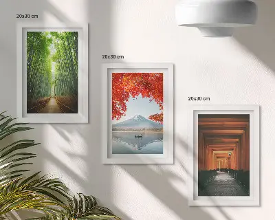 Zidna galerija slika motivi bambusove šume, planine Fuji, staze s torii vratima i japanskih krajolika