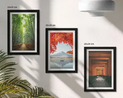 Zidna galerija slika motivi bambusove šume, planine Fuji, staze s torii vratima i japanskih krajolika