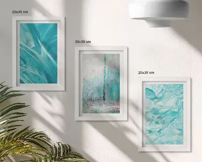 Zidna galerija slika nijanse plave u nježnim apstraktnim uzorcima