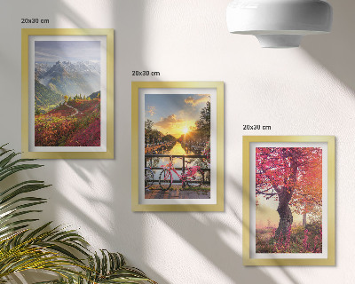 Zidna galerija slika Planinski krajolici s biciklom i jesenskim drvetom