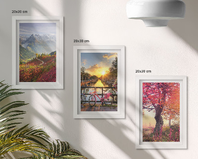 Zidna galerija slika Planinski krajolici s biciklom i jesenskim drvetom