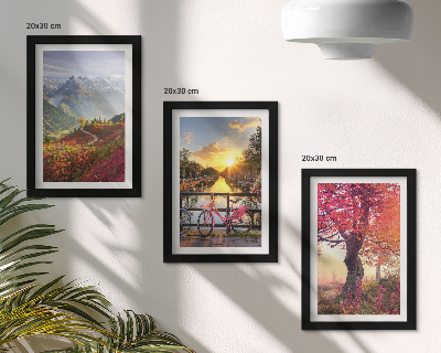 Zidna galerija slika Planinski krajolici s biciklom i jesenskim drvetom