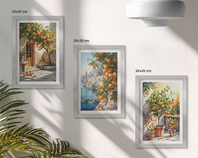Set 3 slike u okviru Oslikani agrumi i primorski pejzaži