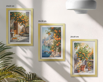 Set 3 slike u okviru Oslikani agrumi i primorski pejzaži