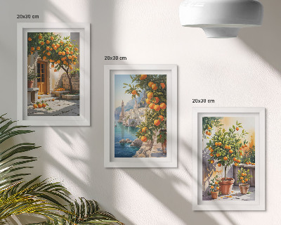 Set 3 slike u okviru Oslikani agrumi i primorski pejzaži