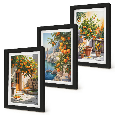 Set 3 slike u okviru Oslikani agrumi i primorski pejzaži