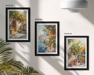 Set 3 slike u okviru Oslikani agrumi i primorski pejzaži