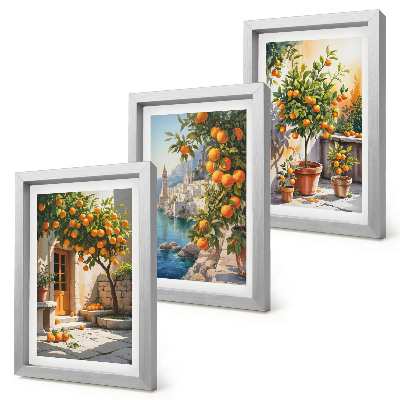 Set 3 slike u okviru Oslikani agrumi i primorski pejzaži