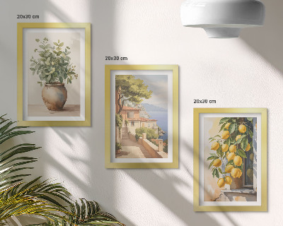 Zidna galerija slika Cvijeće u vazi s pogledom na more i limune