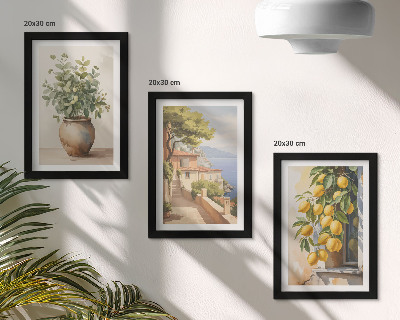 Zidna galerija slika Cvijeće u vazi s pogledom na more i limune