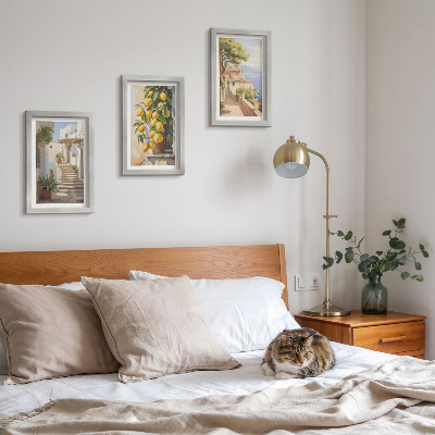 Set 3 slike u okviru Šarmantne ulice s limunima i pogledom na more