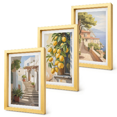 Set 3 slike u okviru Šarmantne ulice s limunima i pogledom na more
