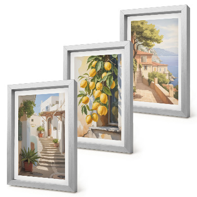 Set 3 slike u okviru Šarmantne ulice s limunima i pogledom na more