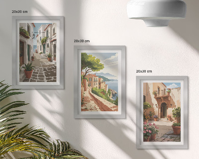 Zidna galerija slika Slikovite ulice s kućama i biljkama u saksijama