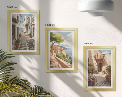 Zidna galerija slika Slikovite ulice s kućama i biljkama u saksijama