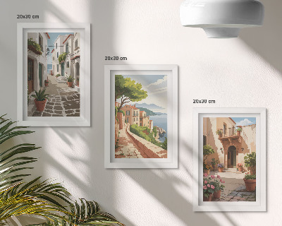 Zidna galerija slika Slikovite ulice s kućama i biljkama u saksijama