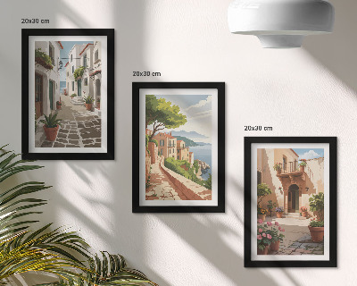 Zidna galerija slika Slikovite ulice s kućama i biljkama u saksijama