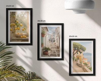 Zidna galerija slika Pogled na stablo citrusa s prozora i arhitektura uz more