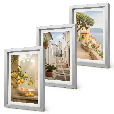 Zidna galerija slika pogled na stablo citrusa s prozora i arhitekturu uz more